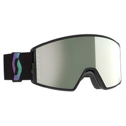 Scott React AMP Pro Goggle in Black Aurora Green with White Chrome